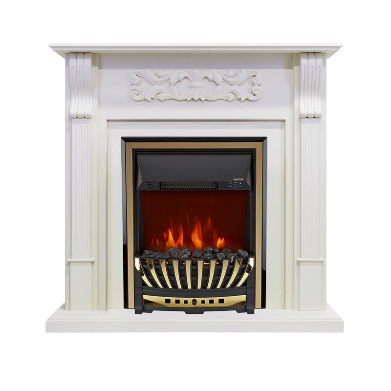Каминокомплект Royal Flame Venice - Фактурный белый с очагом Aspen Gold фото 1 — Умный климат - Красноярск