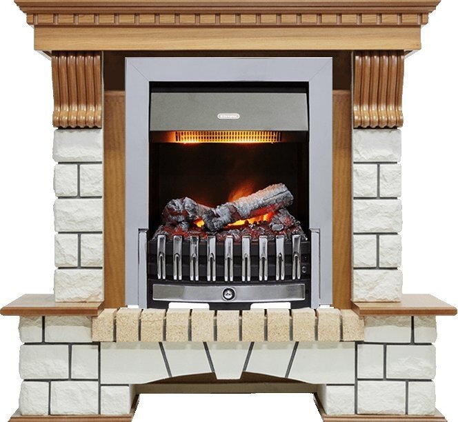 Каминокомплект Dimplex Pierre Luxe - Дуб / Белый с очагом Danville Chrome FB2 фото 1 — Умный климат - Красноярск