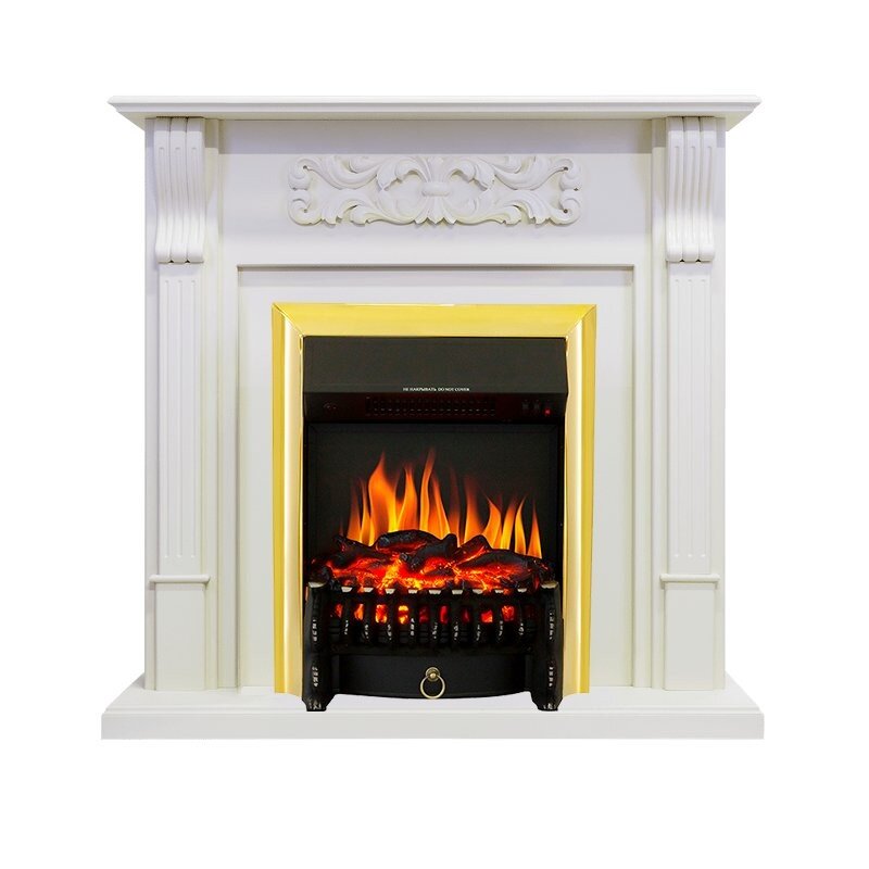 Каминокомплект Royal Flame Venice - Фактурный белый с очагом Fobos FX Brass фото 1 — Умный климат - Красноярск