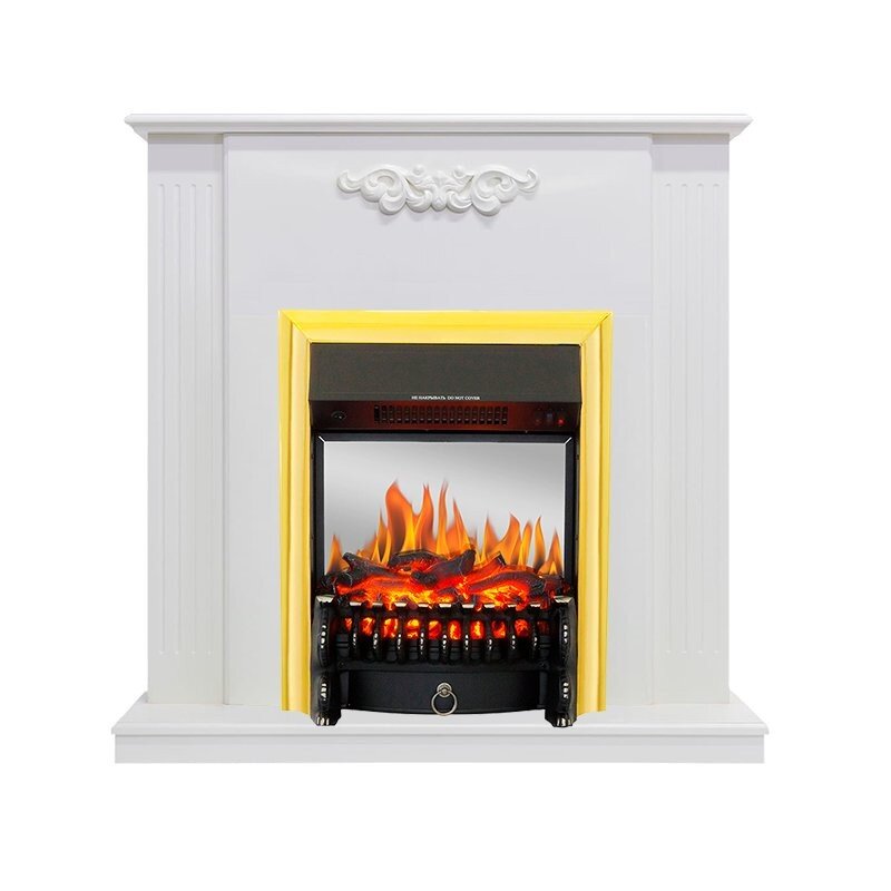 Каминокомплект Royal Flame Lumsden - Белый дуб с очагом Fobos FX M Brass фото 1 — Умный климат - Красноярск