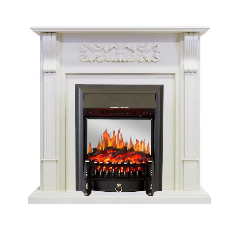 Каминокомплект Royal Flame Venice - Фактурный белый с очагом Fobos FX M Black фото 1 — Умный климат - Красноярск