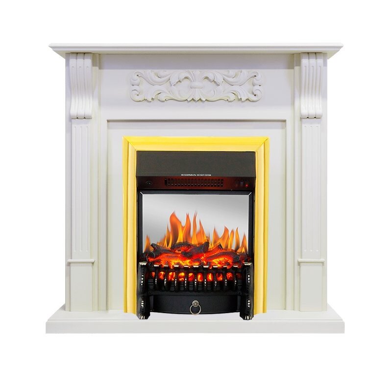 Каминокомплект Royal Flame Venice - Фактурный белый с очагом Fobos FX M Brass фото 1 — Умный климат - Красноярск