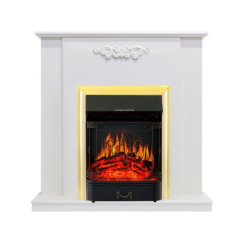 Каминокомплект Royal Flame Lumsden - Белый дуб с очагом Majestic FX Brass фото 1 — Умный климат - Красноярск