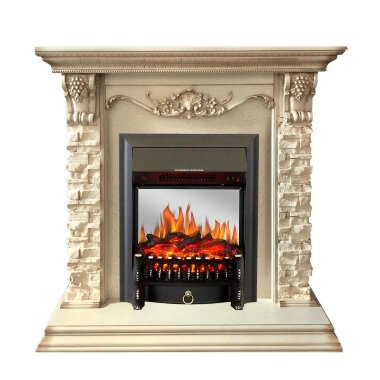 Каминокомплект Royal Flame Adriana - Cлоновая кость с очагом Fobos FX M Black — Умный климат - Красноярск