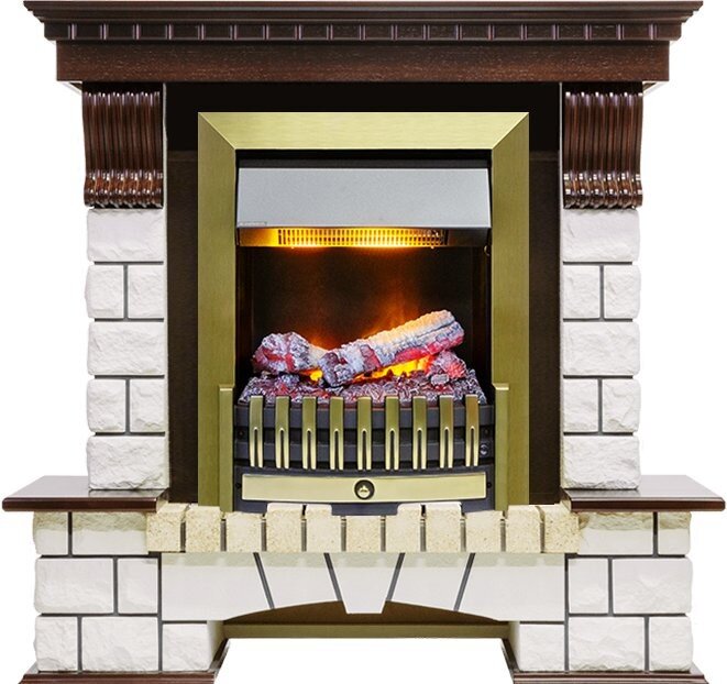 Каминокомплект Dimplex Pierre Luxe - Темный дуб / Белый с очагом Danville Antique Brass FB2 фото 1 — Умный климат - Красноярск