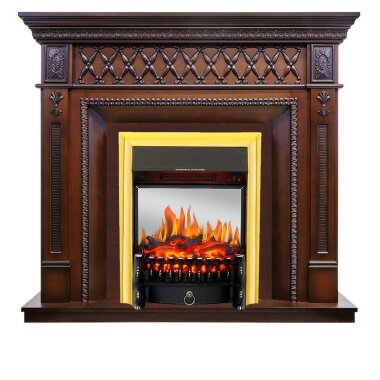 Каминокомплект Royal Flame Alexandria - махагон коричневый антик с очагом Fobos FX M Brass — Умный климат - Красноярск