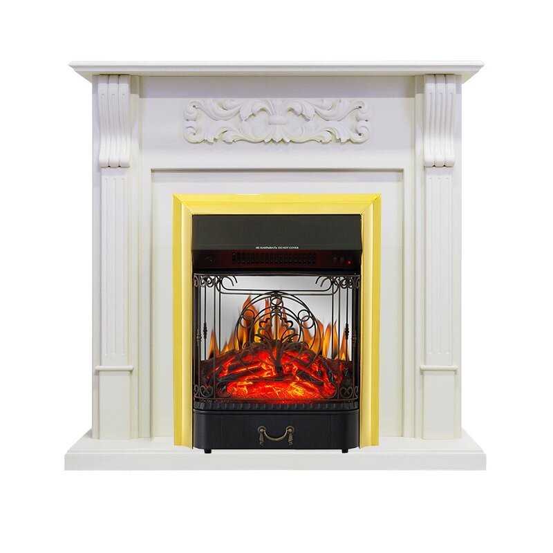 Каминокомплект Royal Flame Venice - Фактурный белый с очагом Majestic FX M Brass фото 1 — Умный климат - Красноярск