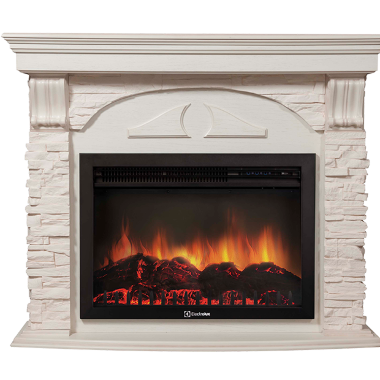 Портал Firelight Pietra 30U камень белый, шпон белёный дуб — Умный климат - Красноярск