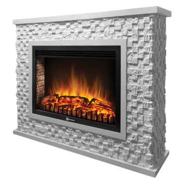 Портал Firelight Quadro 30 песчаник античный белый / белая эмаль — Умный климат - Красноярск