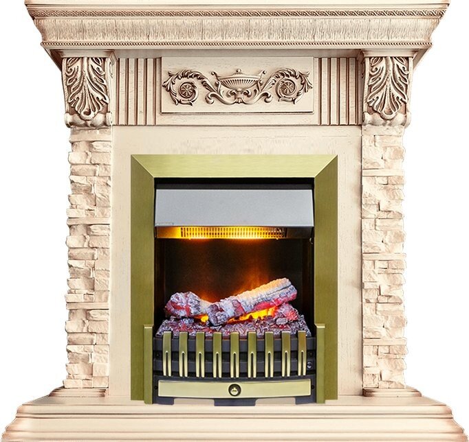 Каминокомплект Dimplex Luxemburg - Сланец/Cлоновая кость с очагом Danville Antique Brass FB2 фото 1 — Умный климат - Красноярск