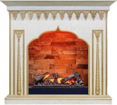 Каминокомплект Dimplex Abu-Dabi - Белый дуб, патина золото с очагом Cassette 600 NH — Умный климат - Красноярск