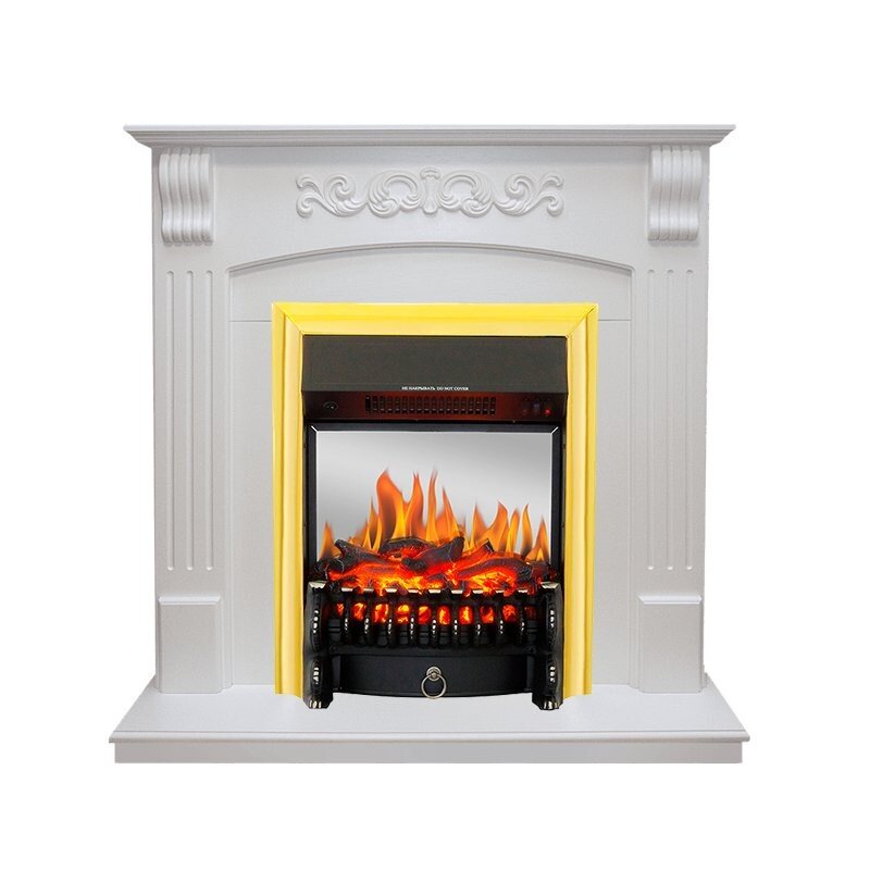 Каминокомплект Royal Flame Sorrento угловой - Белый дуб с очагом Fobos FX M Brass фото 1 — Умный климат - Красноярск
