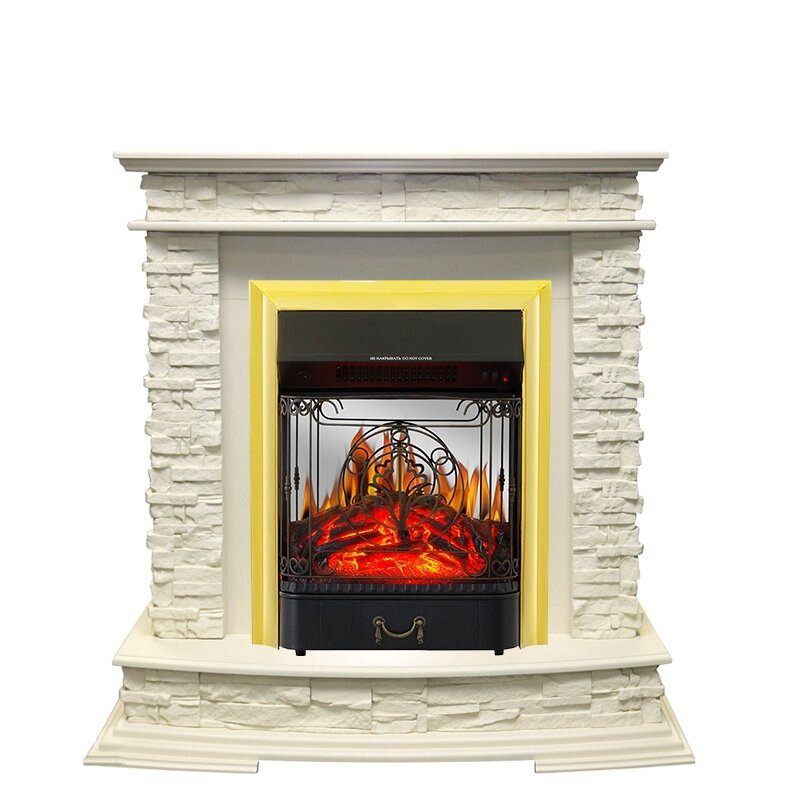Каминокомплект Royal Flame Luzern - Слоновая кость с очагом Majestic FX M Brass фото 1 — Умный климат - Красноярск