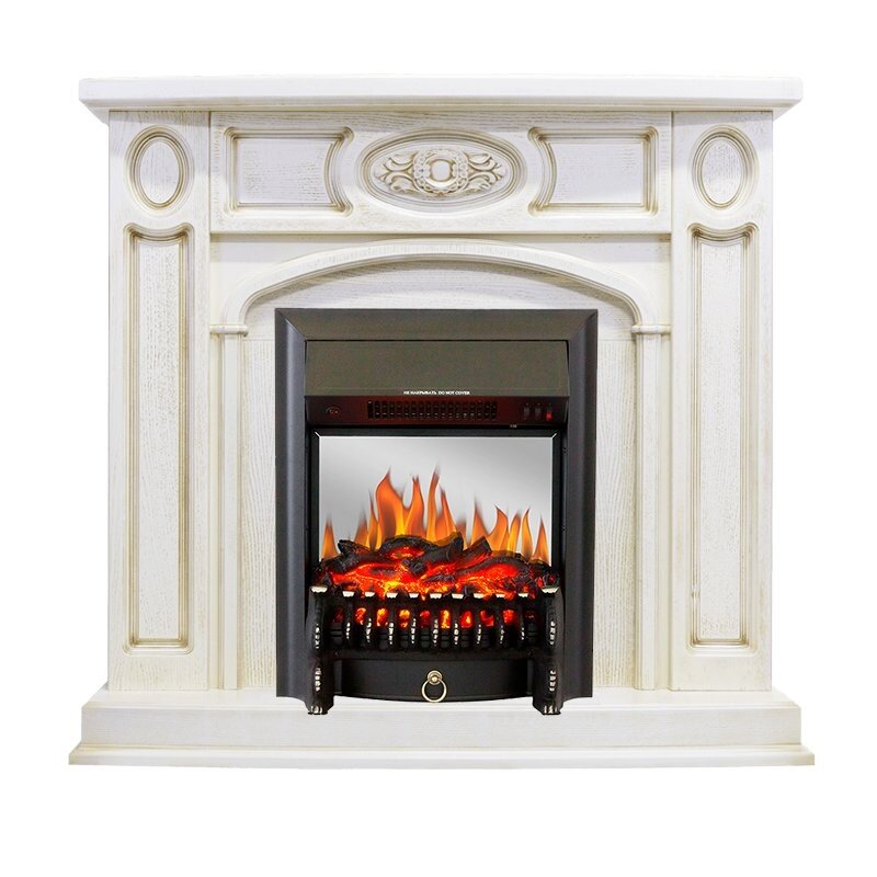 Каминокомплект Royal Flame Florence - Слоновая кость с патиной с очагом Fobos FX M Black фото 1 — Умный климат - Красноярск