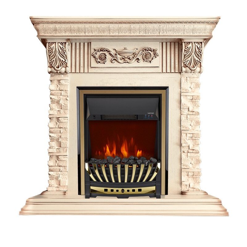 Каминокомплект Royal Flame Luxemburg (каменный) - Сланец/Cлоновая кость с патиной очаг Aspen Gold фото 1 — Умный климат - Красноярск