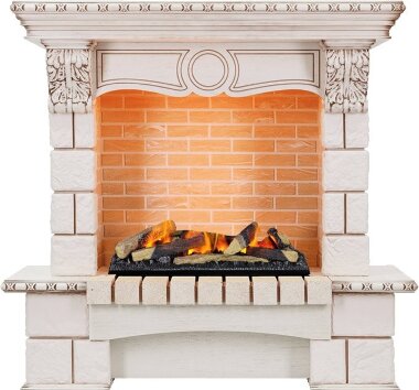 Каминокомплект Dimplex Pierre Luxe угловой - Слоновая кость / Шампань с Cassette 600 LNH-INT дрова — Умный климат - Красноярск