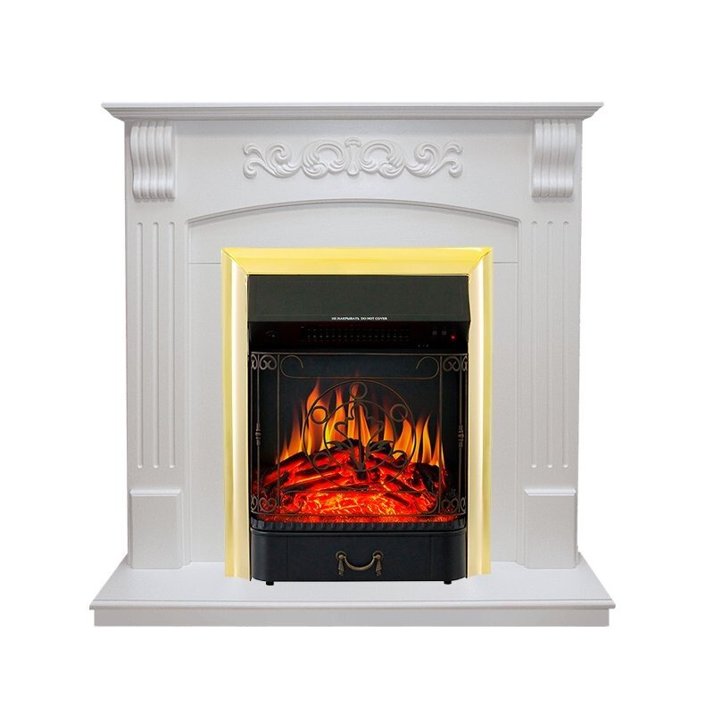 Каминокомплект Royal Flame Sorrento - Белый дуб с очагом Majestic FX Brass фото 1 — Умный климат - Красноярск