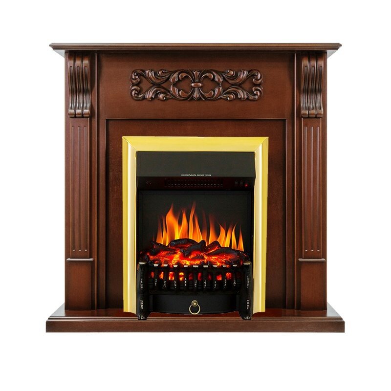 Каминокомплект Royal Flame Venice - Махагон коричневый антик с очагом Fobos FX Brass фото 1 — Умный климат - Красноярск