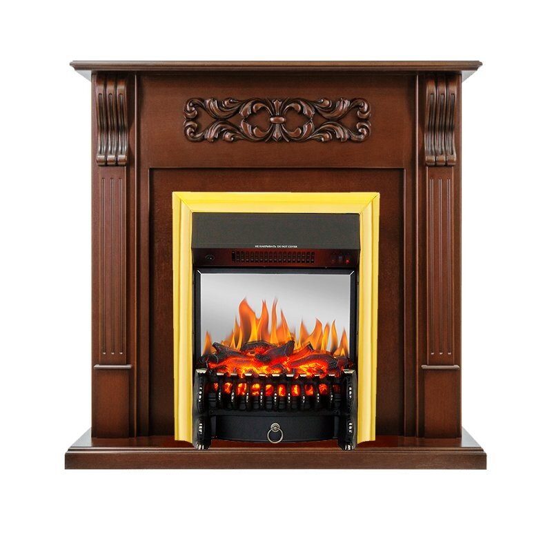 Каминокомплект Royal Flame Venice - Махагон коричневый антик с очагом Fobos FX M Brass фото 1 — Умный климат - Красноярск
