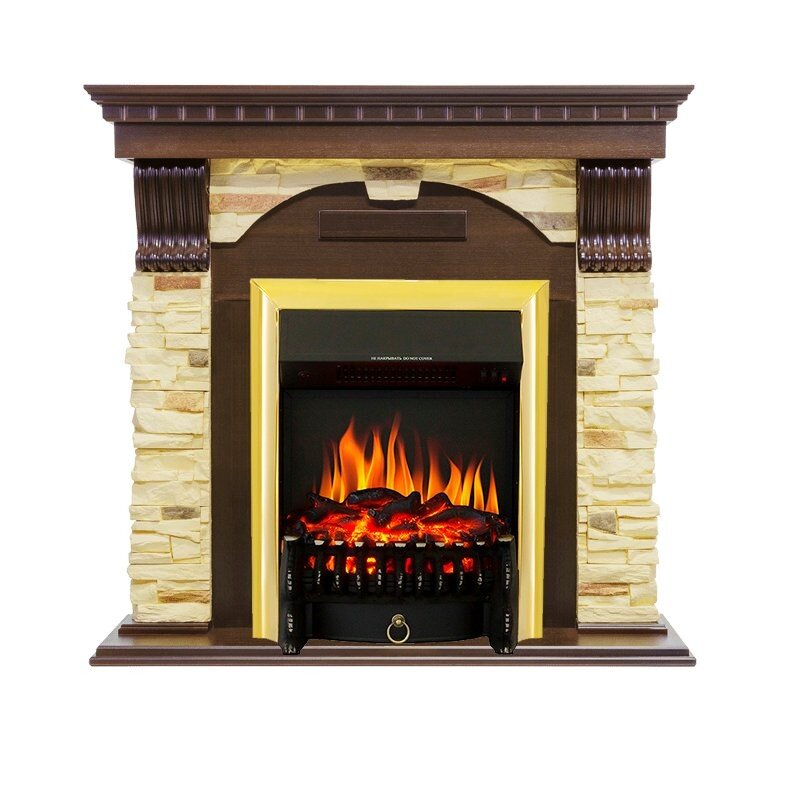 Каминокомплект Royal Flame Dublin угловой - Темный дуб / Сланец с очагом Fobos FX Brass фото 1 — Умный климат - Красноярск