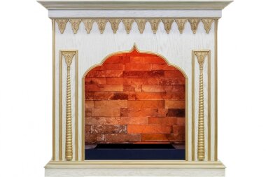 Каминокомплект Dimplex Abu-Dabi - Белый дуб, патина золото с очагом Cassette 600 LNH-INT (с дровами) — Умный климат - Красноярск