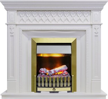 Каминокомплект Dimplex Alexandria - Белый дуб с очагом Danville Antique Brass FB2 — Умный климат - Красноярск