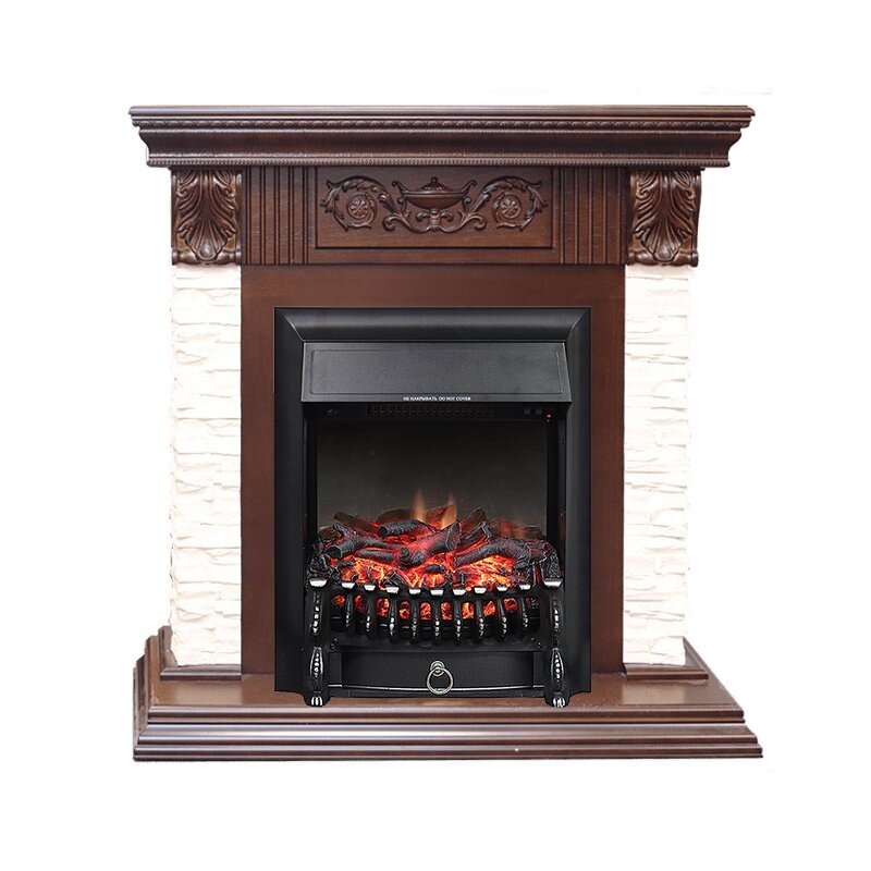 Каминокомплект Royal Flame Luxemburg (каменный) - Сланец/Темный дуб с очагом Fobos FX Black фото 1 — Умный климат - Красноярск