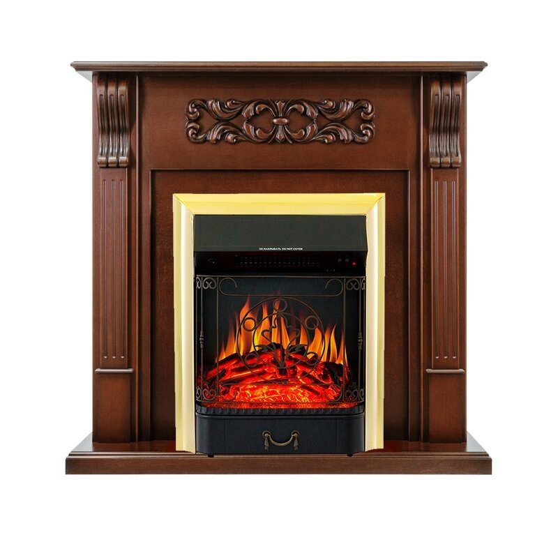Каминокомплект Royal Flame Venice - Махагон коричневый антик с очагом Majestic FX Brass фото 1 — Умный климат - Красноярск