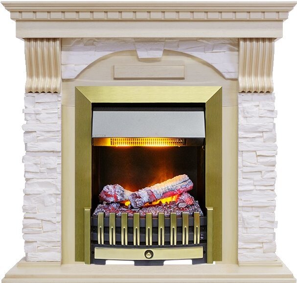Каминокомплект Dimplex Dublin - Слоновая кость / Сланец крем с очагом Danville Antique Brass FB2 фото 1 — Умный климат - Красноярск