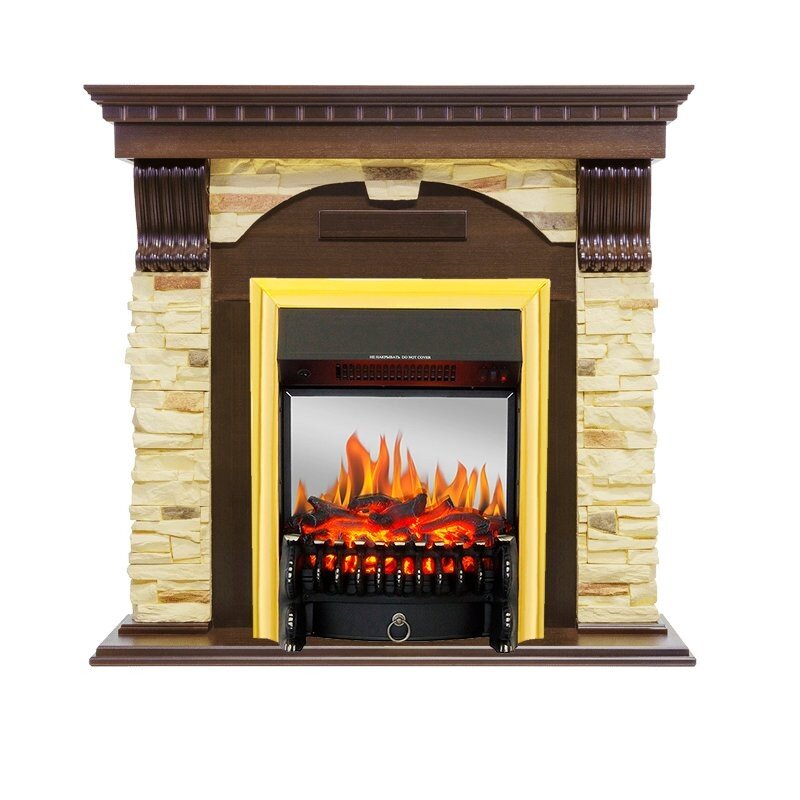 Каминокомплект Royal Flame Dublin угловой - Темный дуб / Сланец с очагом Fobos FX M Brass фото 1 — Умный климат - Красноярск