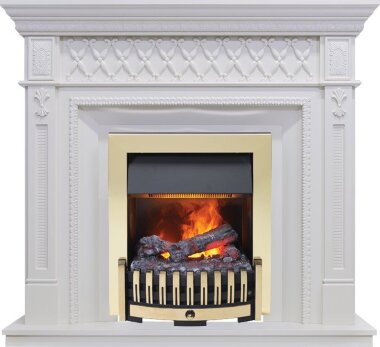 Каминокомплект Dimplex Alexandria - Белый дуб с очагом Danville Brass FB2 — Умный климат - Красноярск