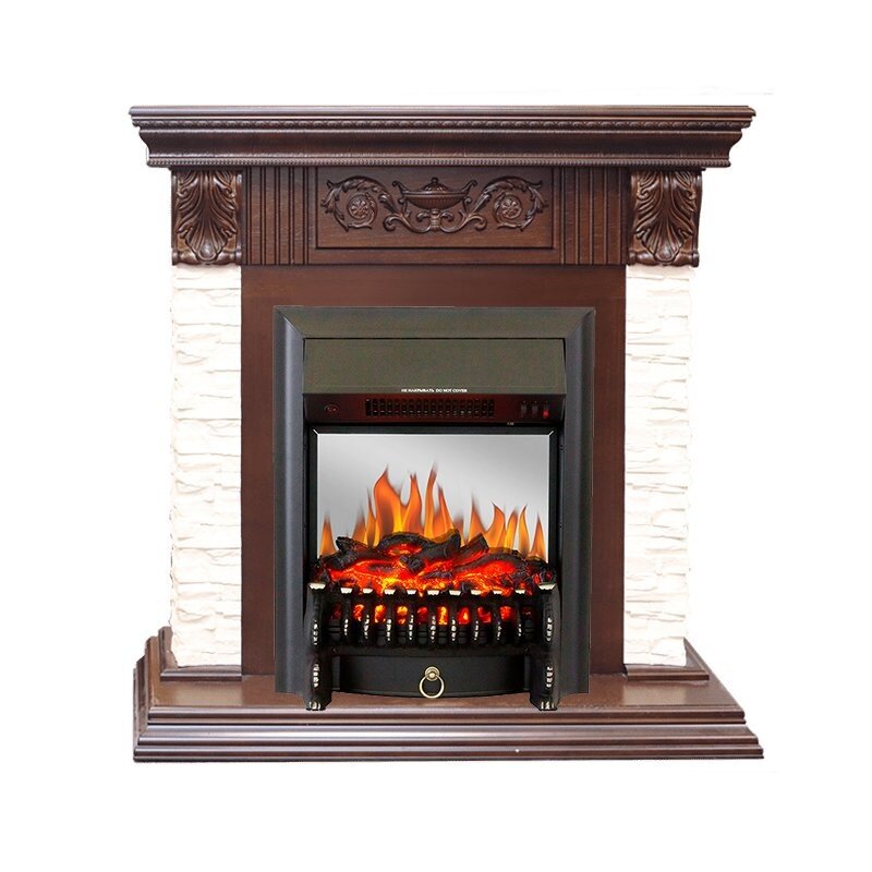 Каминокомплект Royal Flame Luxemburg (каменный) - Сланец/Темный дуб с очагом Fobos FX M Black фото 1 — Умный климат - Красноярск