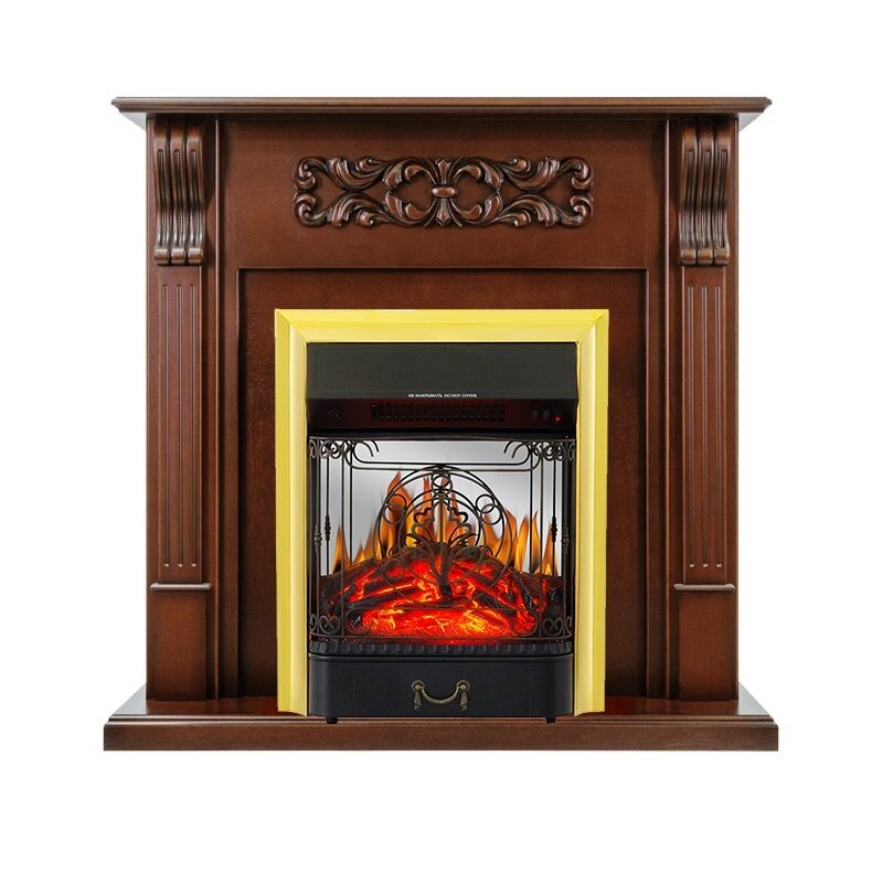Каминокомплект Royal Flame Venice - Махагон коричневый антик с очагом Majestic FX M Brass фото 1 — Умный климат - Красноярск