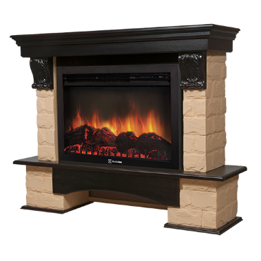 Портал Firelight Forte 30 U камень бежевый, темный дуб — Умный климат - Красноярск