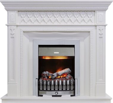 Каминокомплект Dimplex Alexandria - Белый дуб с очагом Danville Chrome FB2 — Умный климат - Красноярск