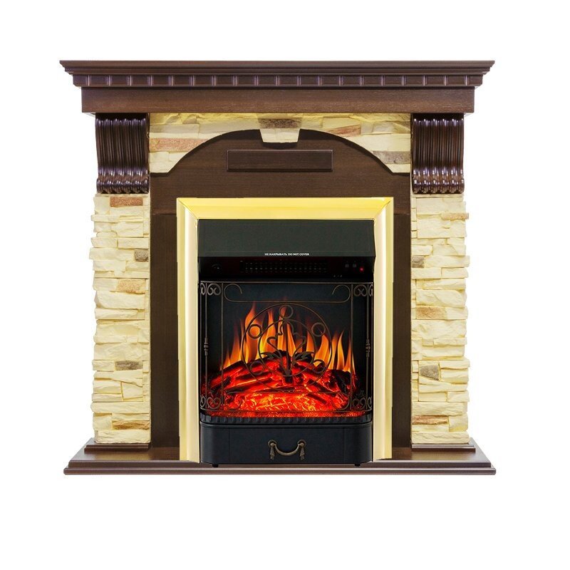 Каминокомплект Royal Flame Dublin угловой - Темный дуб / Сланец с очагом Majestic FX Brass фото 1 — Умный климат - Красноярск