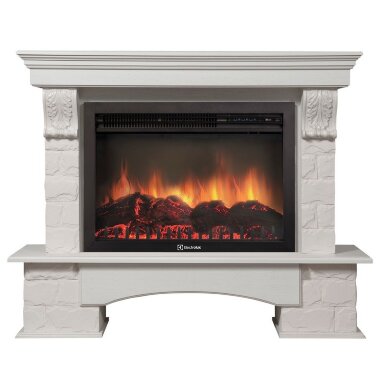 Портал Firelight Forte 30 U камень белый, шпон белёный дуб — Умный климат - Красноярск