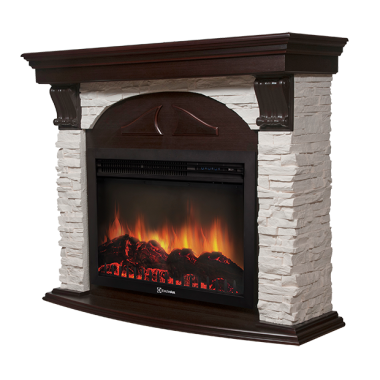 Портал Firelight Torre 30S камень белый, темный дуб — Умный климат - Красноярск