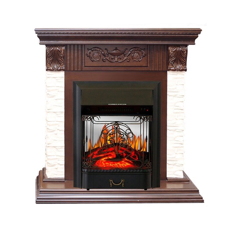 Каминокомплект Royal Flame Luxemburg (каменный) - Сланец/Темный дуб с очагом Majestic FX M Black фото 1 — Умный климат - Красноярск