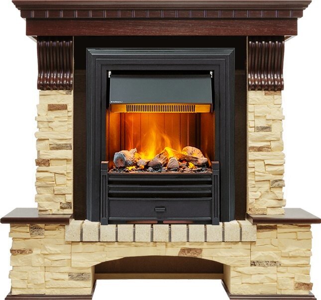 Каминокомплект Dimplex Pierre Luxe - Темный дуб / Сланец с очагом Brookline Black фото 1 — Умный климат - Красноярск