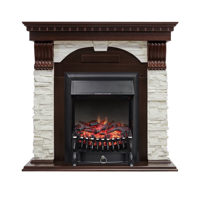 Каминокомплект Royal Flame Dublin - Темный дуб / Сланец белый с очагом Fobos FX Black фото 1 — Умный климат - Красноярск