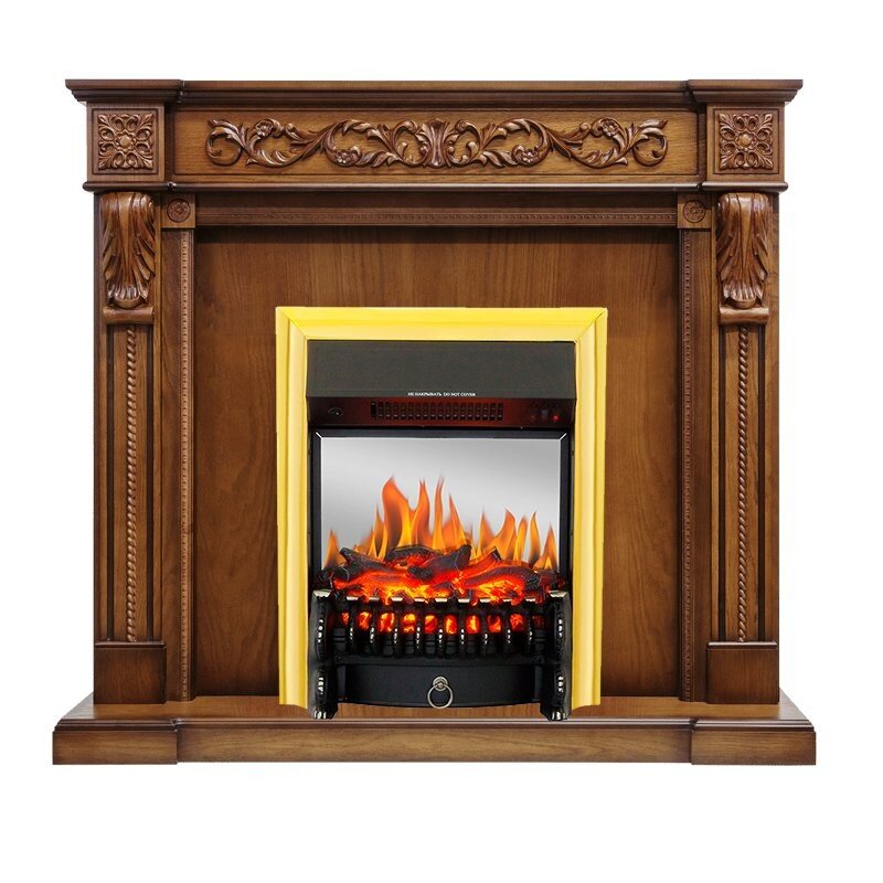 Каминокомплект Royal Flame Neapol - Дуб антик с очагом Fobos FX M Brass фото 1 — Умный климат - Красноярск