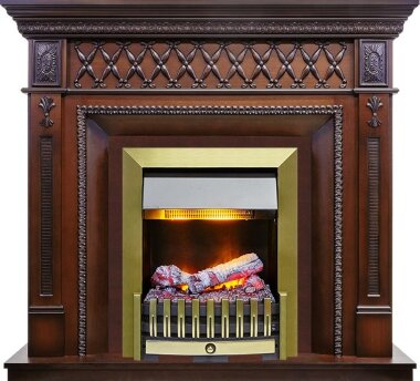 Каминокомплект Dimplex Alexandria - Махагон коричневый антик с очагом Danville Antique Brass FB2 — Умный климат - Красноярск