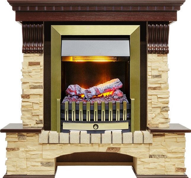 Каминокомплект Dimplex Pierre Luxe - Темный дуб / Сланец с очагом Danville Antique Brass FB2 фото 1 — Умный климат - Красноярск