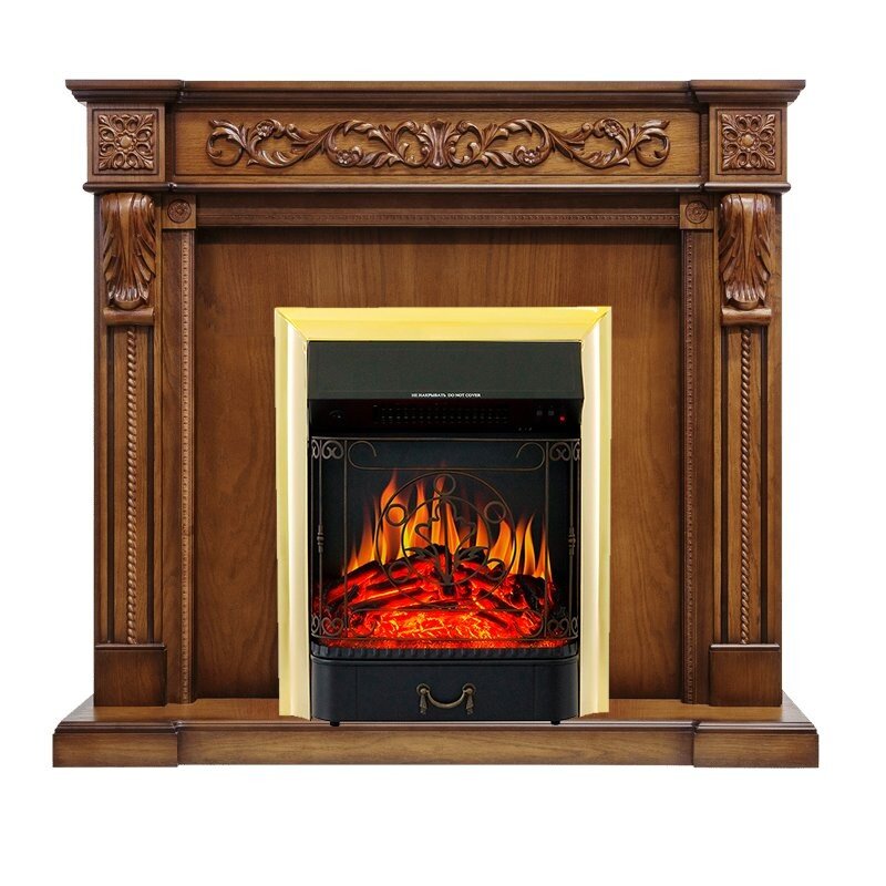 Каминокомплект Royal Flame Neapol - Дуб антик с очагом Majestic FX Brass фото 1 — Умный климат - Красноярск