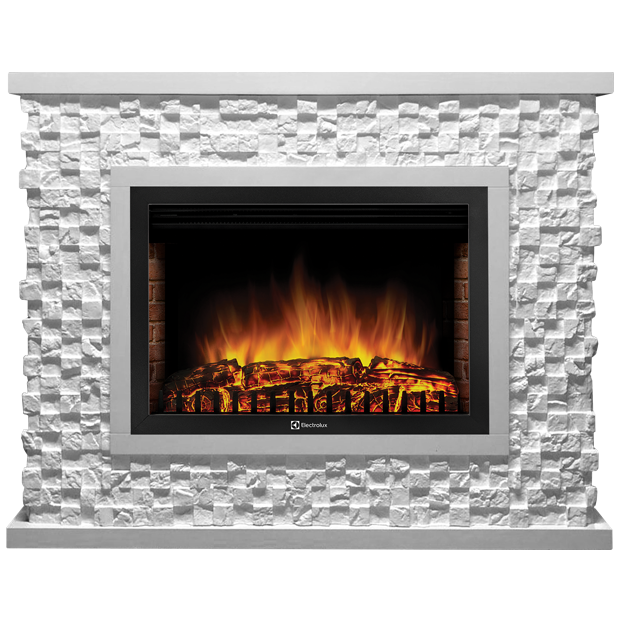 Портал Firelight Quadro 25 песчаник античный белый/белая эмаль фото 1 — Умный климат - Красноярск