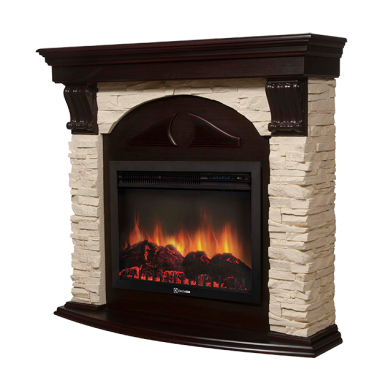 Портал Firelight Torre 30 U камень слоновая кость, темный дуб — Умный климат - Красноярск