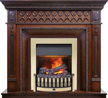 Каминокомплект Dimplex Alexandria - Махагон коричневый антик с очагом Danville Brass FB2 — Умный климат - Красноярск