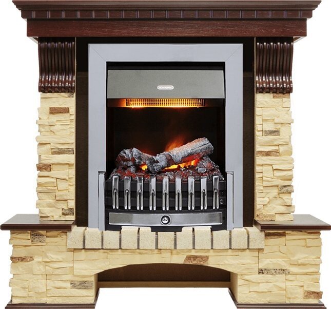 Каминокомплект Dimplex Pierre Luxe - Темный дуб / Сланец с очагом Danville Chrome FB2 фото 1 — Умный климат - Красноярск