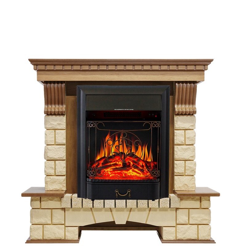 Каминокомплект Royal Flame Pierre Luxe - Дуб / Шампань с очагом Majestic FX Black фото 1 — Умный климат - Красноярск